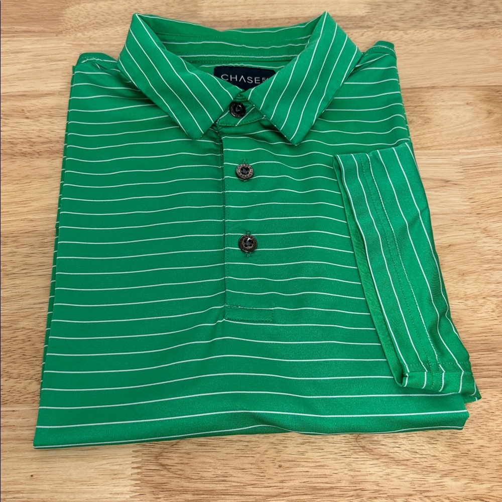 Men's CHASE 54 Golf S/S polo | Green and white Striped